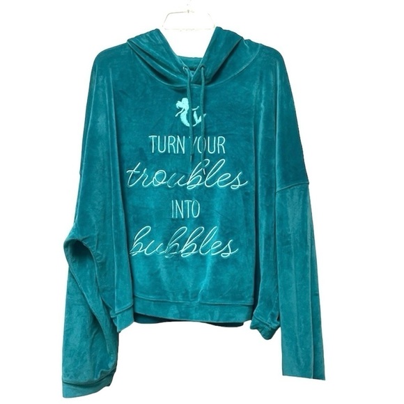 Disney Sweaters - Disney loungewear Ariel “ Turn your troubles into bubbles” hoodie Size 3X